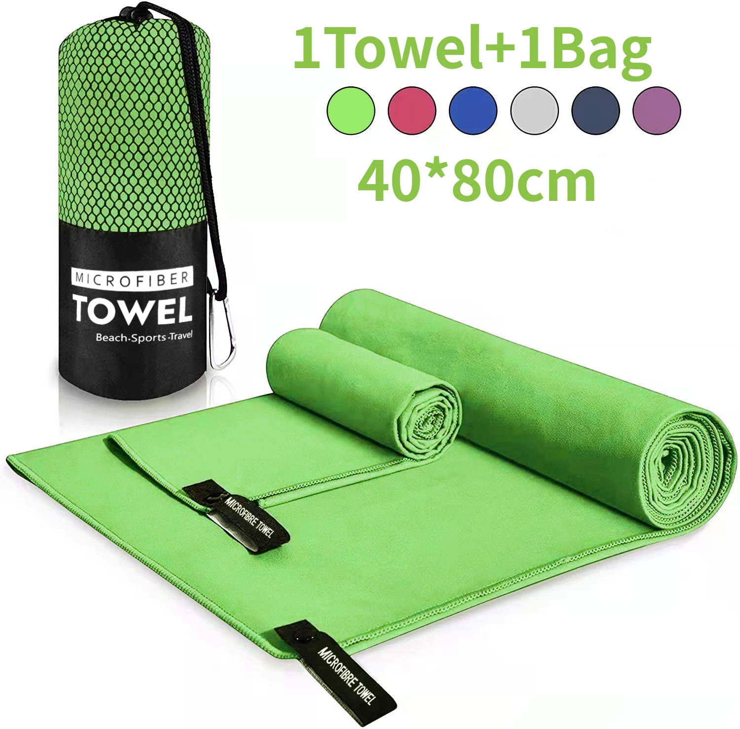 1 PC Sport Microfiber Sneldrogende Zakhanddoek Draagbare Ultralight Absorberende Handdoek Voor Zwembad Gym Fitness Yoga Strandlaken: Paars