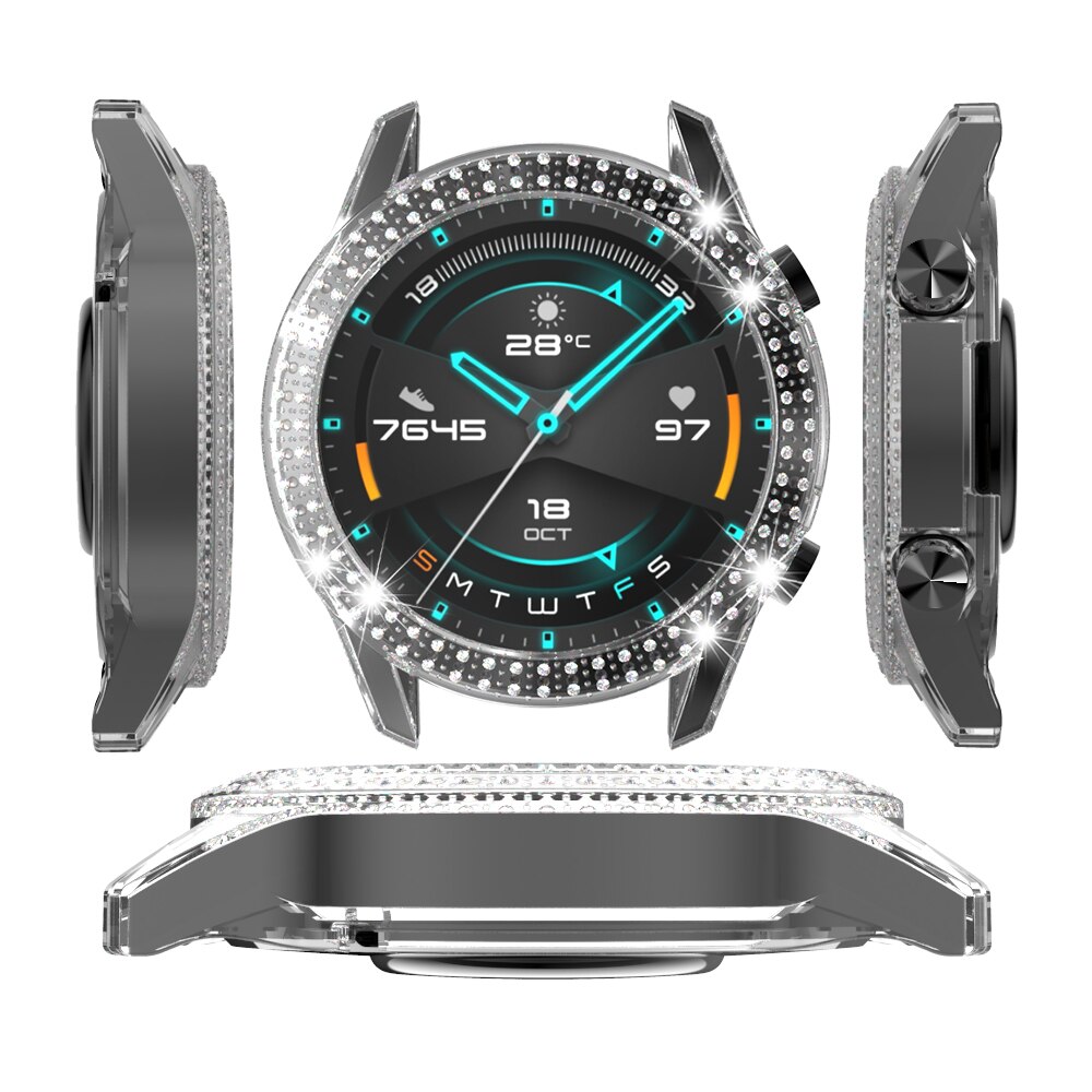 plating Silicone case For huawei watch GT 2E GT2E GT2 GT 2 46mm luxury screen protector smart band diamond coque fundas: Grey- / for GT2e