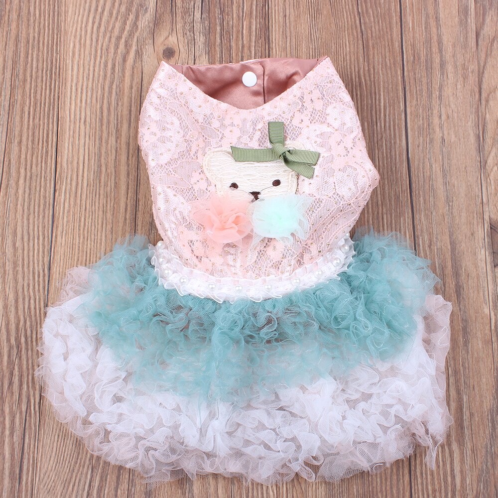 Luxueux chien chat robe de princesse Tutu ours robes chiot chemise printemps/automne vêtements 2 couleurs