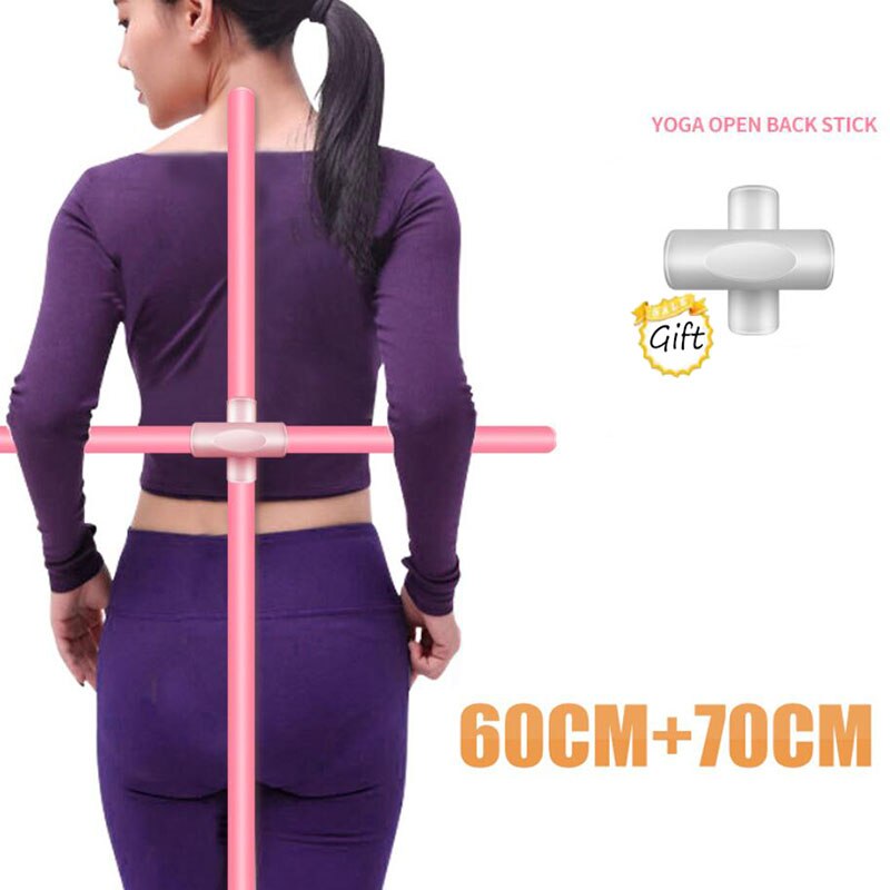 2 stk yoga sticks stretching værktøj skulder ryg korrigerende stick yoga tilbehør åben skulder skønhed ryg form træning: 60cm-70cm