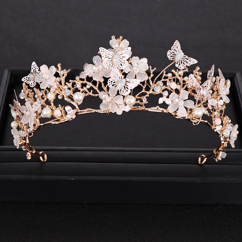 Nuova corona di Nozze di Perle Barocche Strass Corona fascia per Capelli Della Farfalla Hairband Accessori per Capelli da Sposa Della Principessa corona corona Nuziale: Default Title