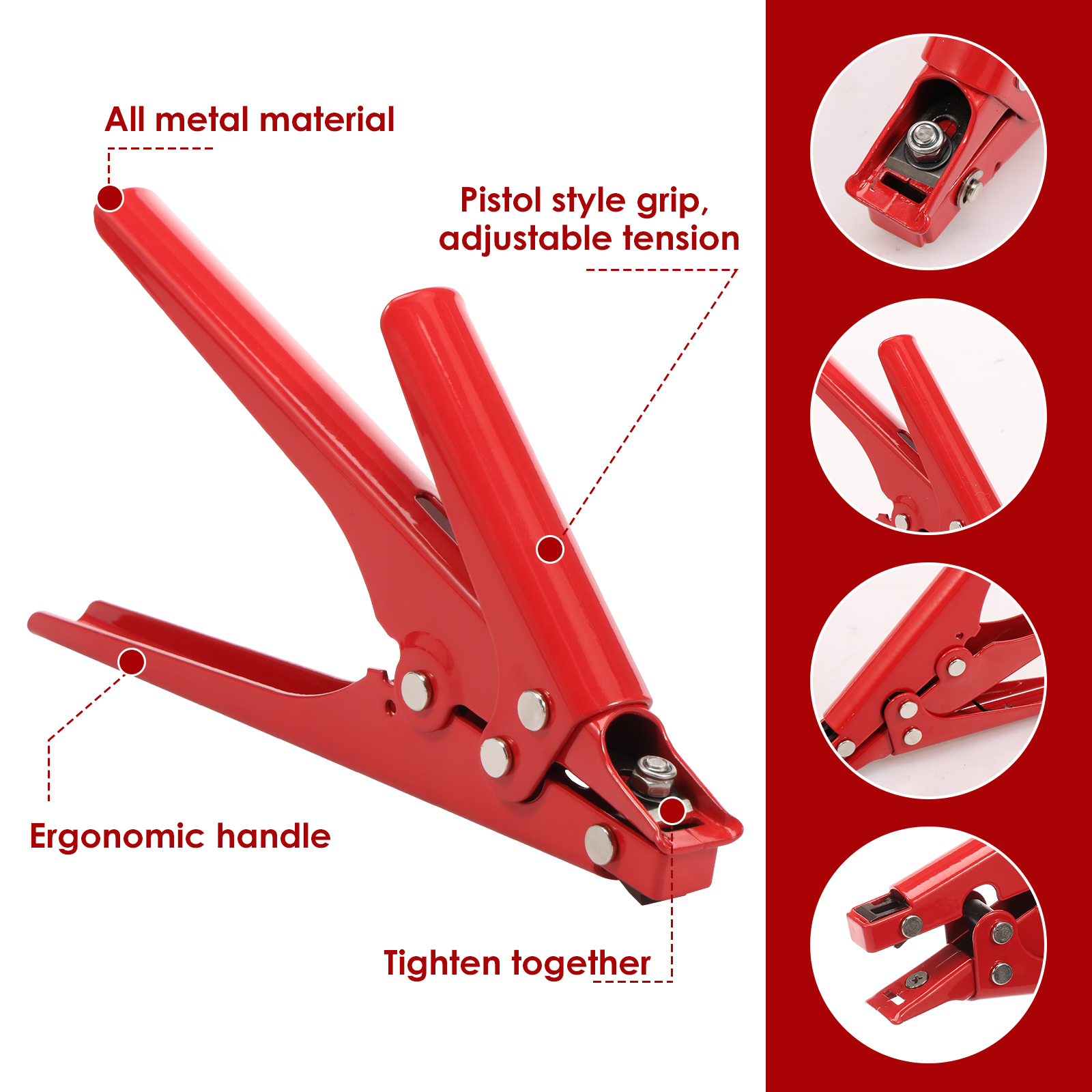 Juego de herramientas para bridas de cables de Metal, alicates/pistolas ajustables, herramienta de tensión automática de bridas con cremallera para gestión de cables de trabajo eléctrico