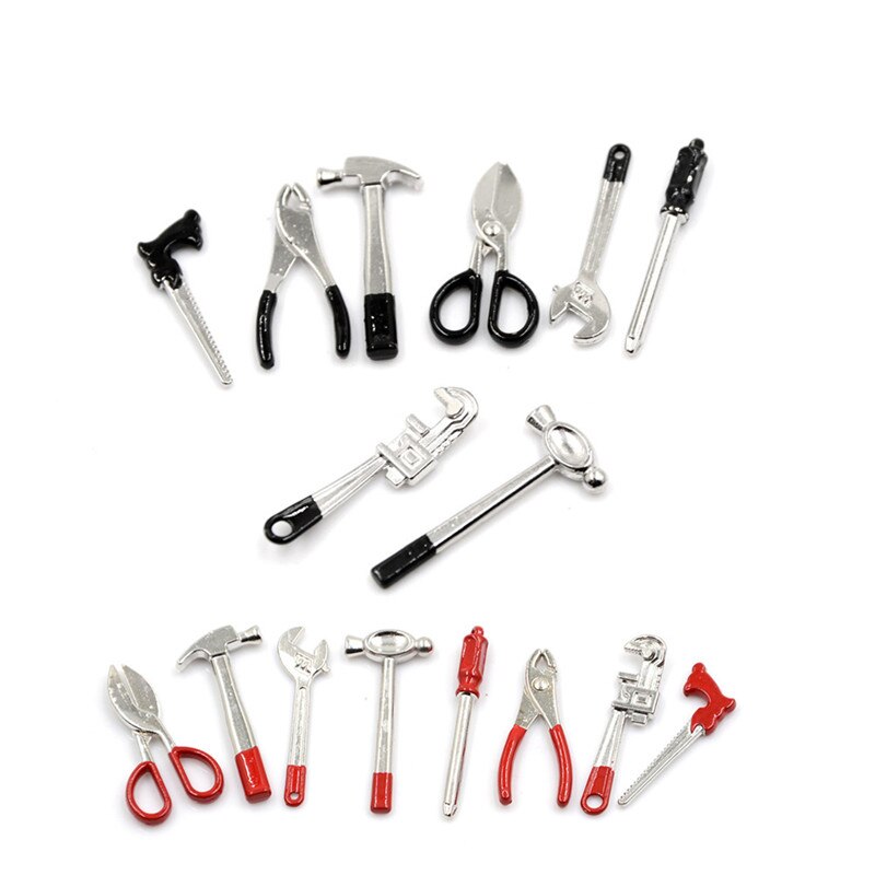 8pcs 1:12 Scale Miniature Metal Hand Tools Set Dolls House Accessories Good