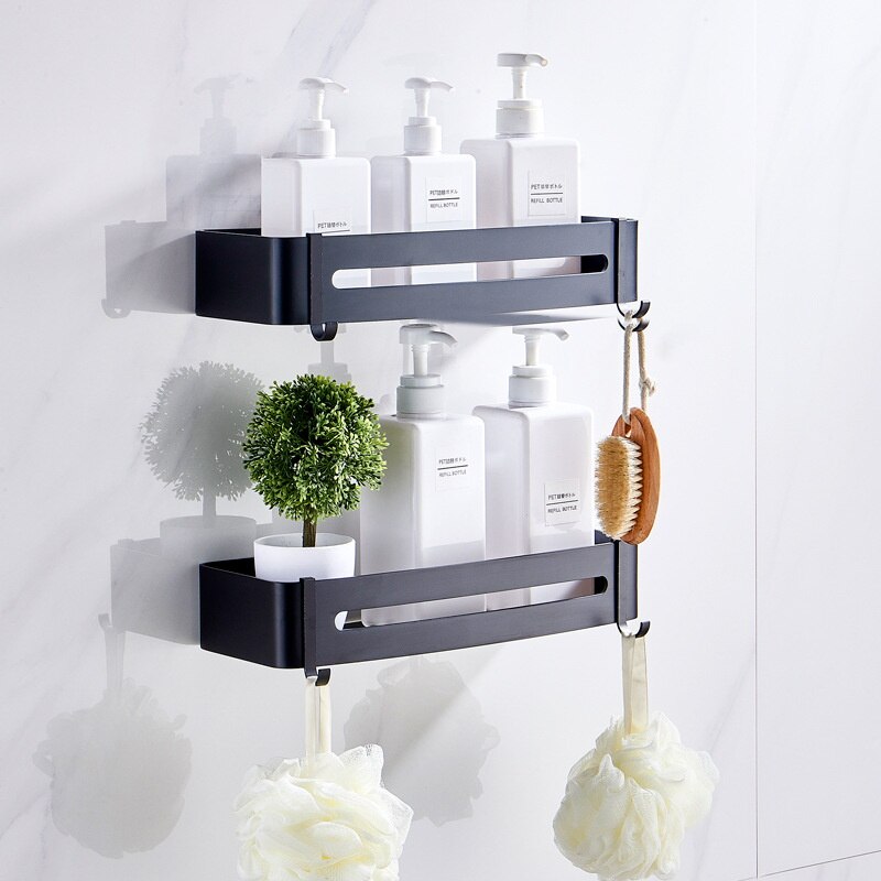 Badeværelse hylder bruser hylde bad hjørne shampoo opbevaring rack vægmonteret aluminium badeværelse kurv holder køkken tilbehør