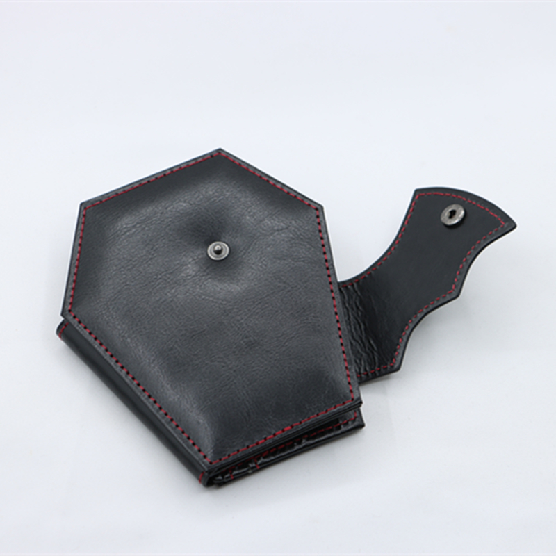 Coffin Card Wallet, Halloween Card Holder Folded Pocket Wallet, Hand stitched Faux Leather，Bat wing Card Wallet