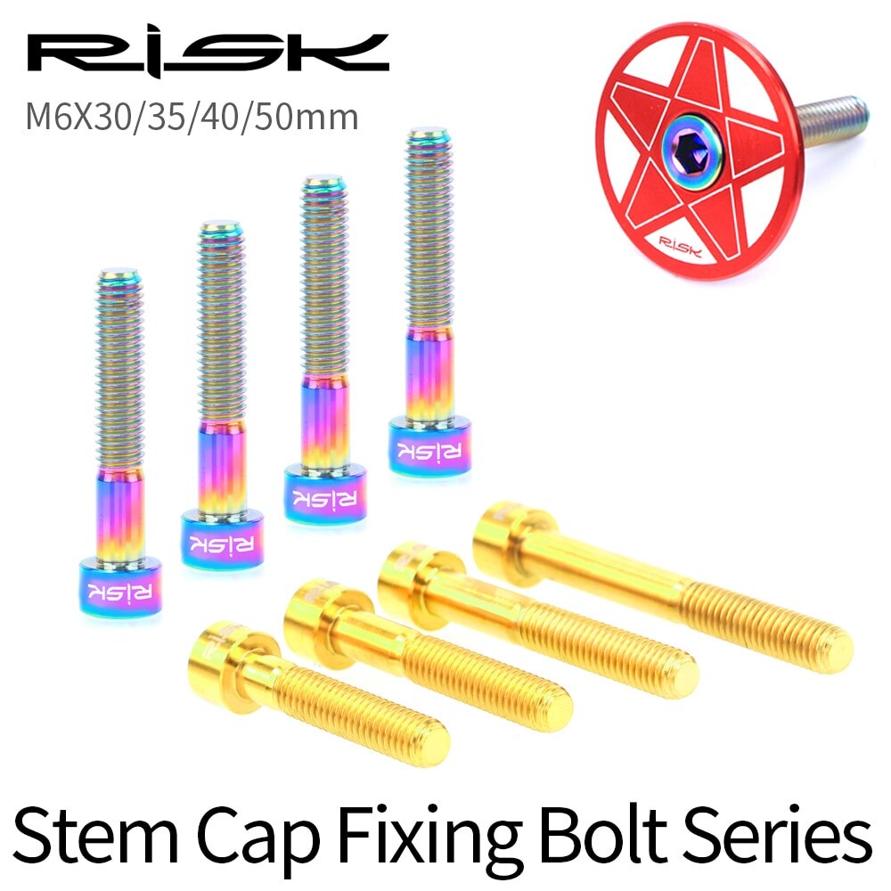 Risico 1Pc M6x30/35/40/50Mm Titanium Fiets Headset Cap Bolt Mountainbike 3 Kleuren ultralight Headset Stem Bolt Schroef Fietsonderdelen