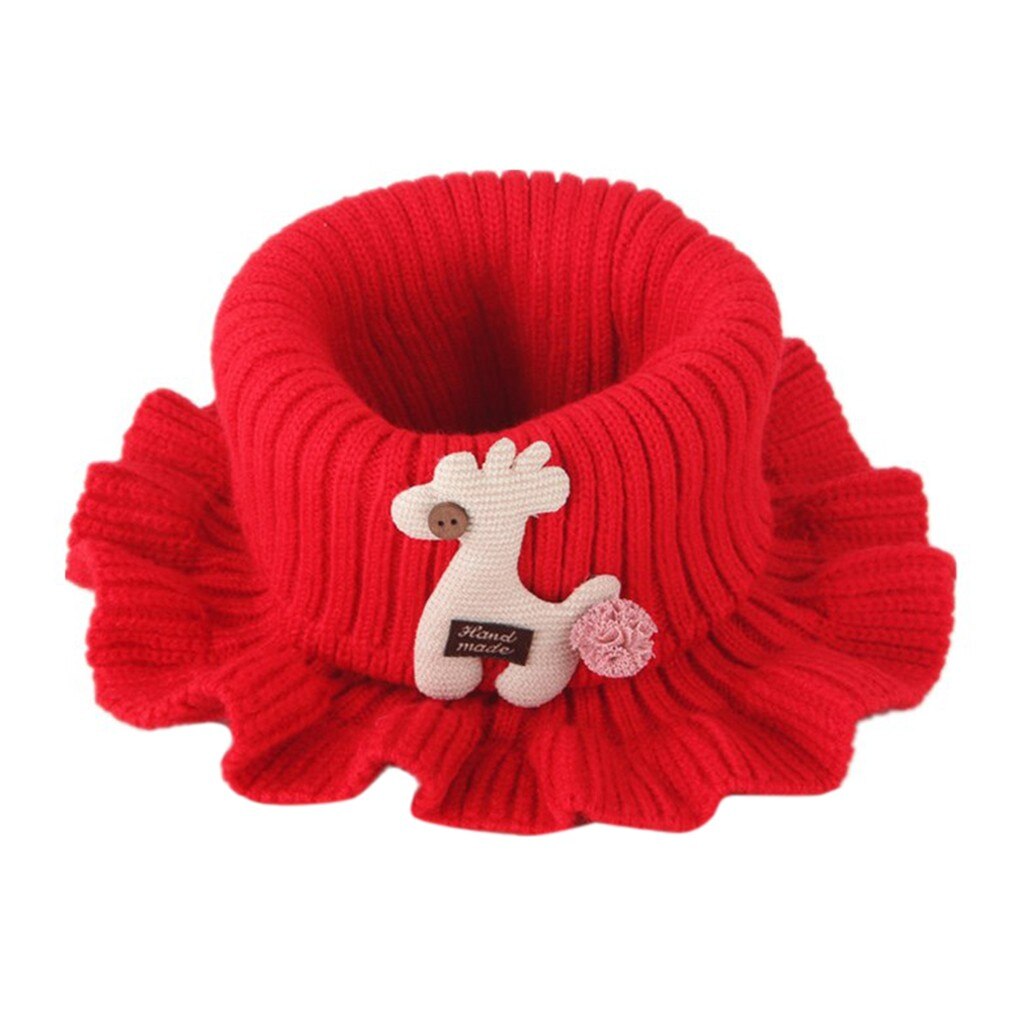Baby Scarf Winter Kids Boys Girls Knitted Neck Scarf Toddler Cute Cartoon Warmer Crochet Cowl Collar Circle Scarf Bufanda: Red 