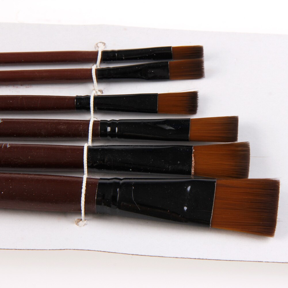 6 pincéis acrílicos do gouache da pintura a óleo de náilon dos pces para o artista fornece o conjunto b95a da aguarela