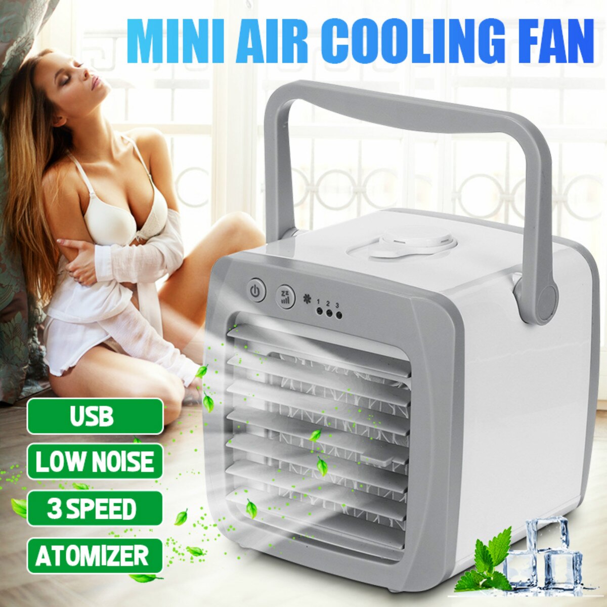 Mini Portable Air Conditioner 3Speed Air Conditioning Humidifier Purifier USB Desktop Air Cooler Fan Cooling Fan For Home Office