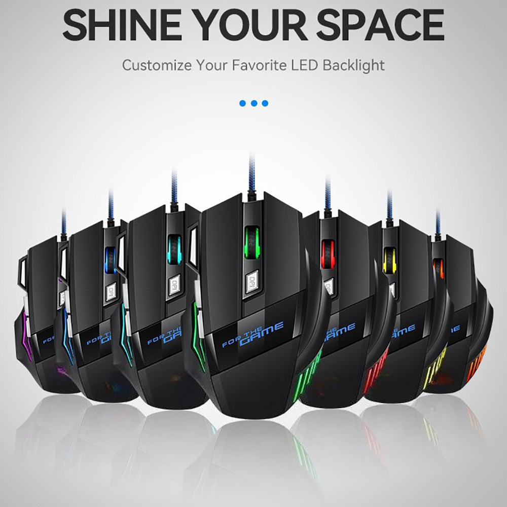 1 PC Hyperspeed USB Gaming Mouse RGB Backlit Ergonomic Gaming Mice 7D Esports Wired Mouse for Laptop PC Gamer