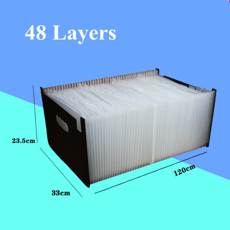 48 Layers A4 Document Standing Accordions Pockets Expanding File Folder Waterproof Organizer Bag For Business Office Stationery: White 48 Layers