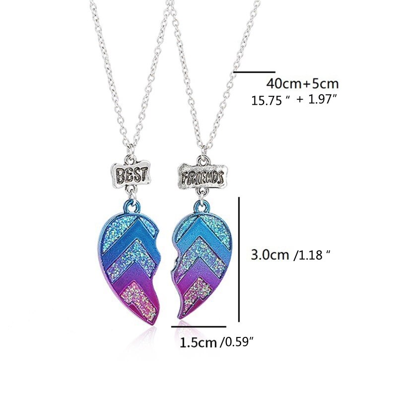 2pcs/4 pcs BFF Necklaces Bracelets, Half Heart Matching Pendant Best Friends Chain Friendship Jewelry Set for Girl