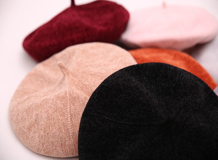 Franse Kunstenaar Ronde Baret Caps Herfst Meisjes Vrouwelijke Casual Katoen Chenille Baretten Caps Pet Gorros