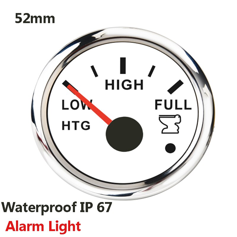 Universal bilbåd med tank niveaumåler 52mm spildevandsniveaumåler 0-190 ohm til marine auto motor rv med alarmlys