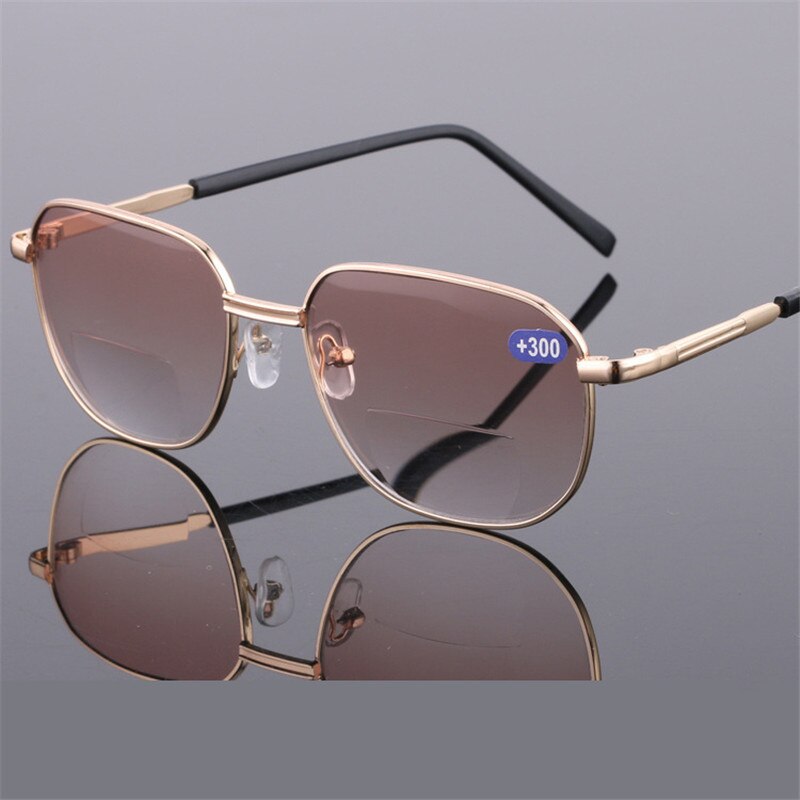 Cubojue bifocale leesbril heren dames glazen lens zonnebril dioptrie 1.0 1.5 2.0 2.5 3.0 3.5: +150 / Bruine lens