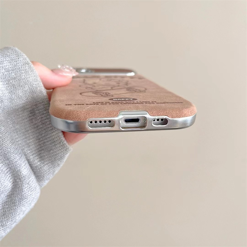 Coque de téléphone en daim avec poignet, coque de dessin animé mignon, coque marron, Hello Kitty, Jokawaii, iPhone 15, 14 Plus, 13, 12, 11 Pro Max, luxe