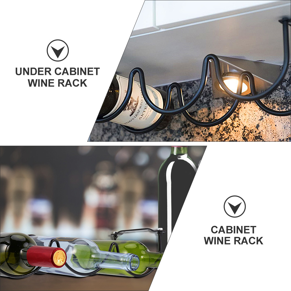 Schwarzer Flaschenregal aus Eisen unter dem Schrank, Ausstellungsregal, Küchenaufbewahrung, Ganizer, gerilltes , praktischer Ständer