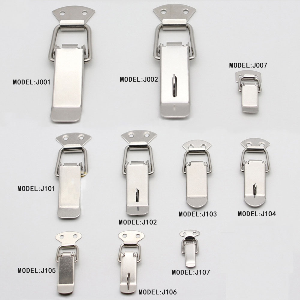 4Pcs/Lot Stainless Steel Hasp Spring Locking Latch Toolbox Chest Toggle Catch Clasp Box Hinges Furniture Hardware Accessories
