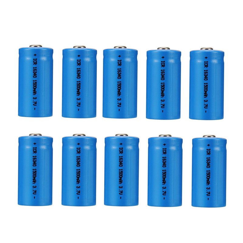 20Pcs 1500mAh Rechargeable 3.7V Li-ion 16340 Batteries CR123A Battery LED Flashlight Travel Wall Charger For 16340 CR123A: 10battery