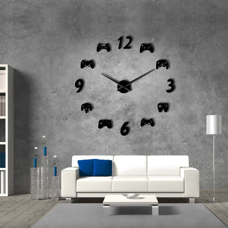 ! Video Game Controllers DIY Large Wall Watch Game Decor Modern Freamless Giant Wall Clock Game Boys E-Sports Wa