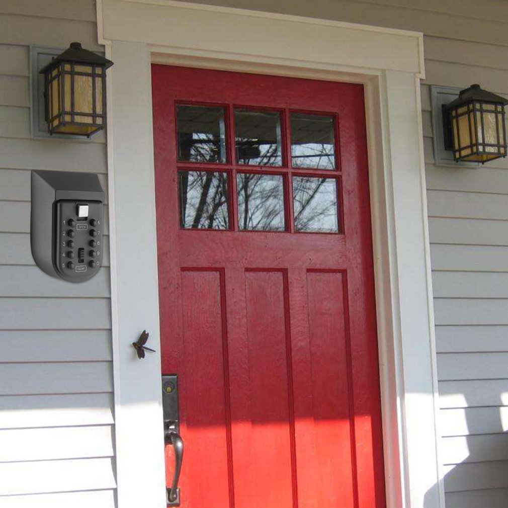 Outdoor Wall Mount Spare Key Safe Box Lock Holder Water Weatherproof Push Button Combination Mounted Key Storage Security Lock