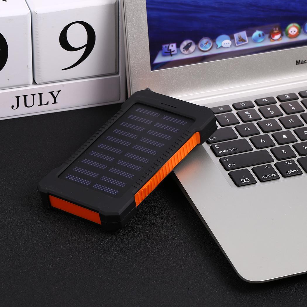 30000mAh Outdoor Solar Portable 2 USB Power Bank Powerbank Hanger Compass DustStop External Battery For Xiaomi MI iPhone Samsung