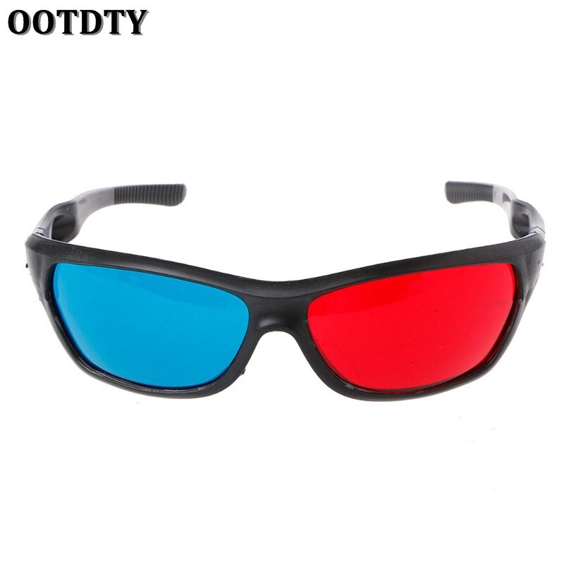 OOTDTY-gafas 3D Anaglyph para juegos de películas, DVD, vídeo y TV, marco blanco Universal, rojo y azul