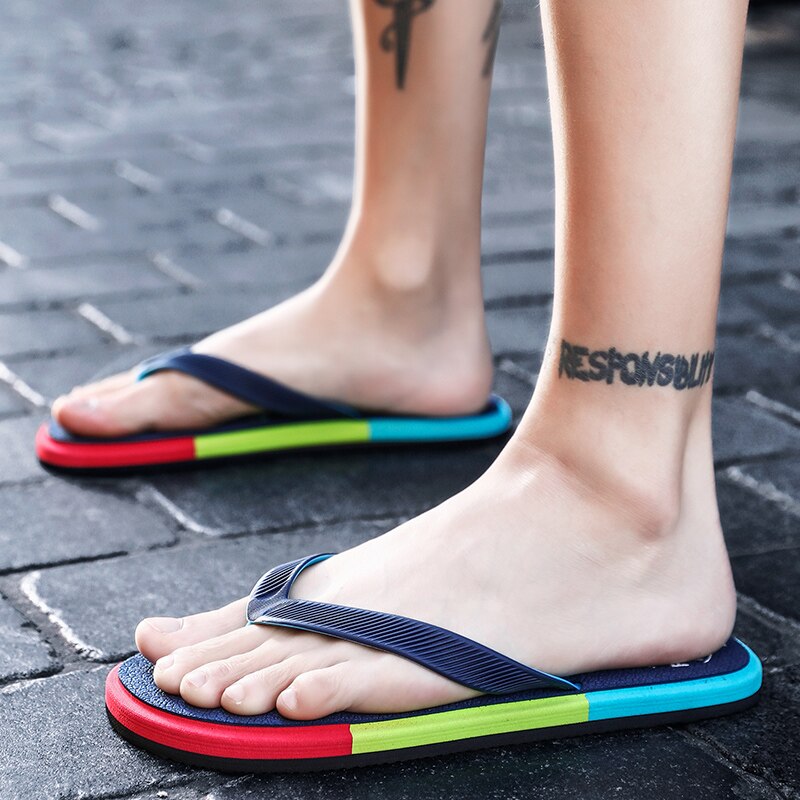 Sommer Regenbogen Blau Männer Hausschuhe aufbringen Druck Nicht Unterhose Herren kippen-Flops Bequeme Müßiggänger Schuhe Zapatos hombre