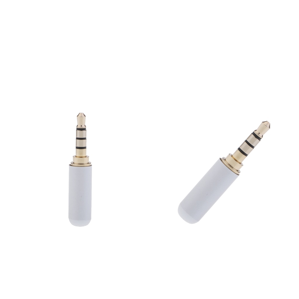 2Pack 3.5mm 4 Pole TRRS Male Plug headphone Jack Cable Connector, White Wire Connector Heaphone Plug Earphone Jack