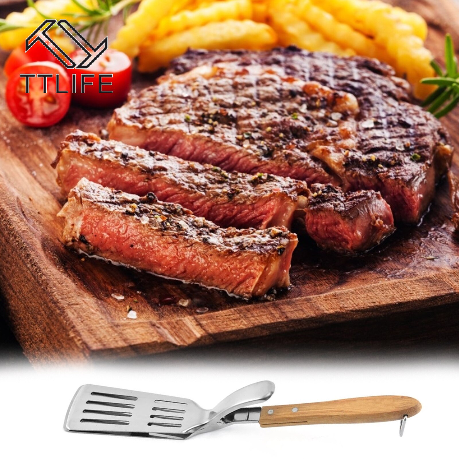 2 In 1 BBQ Tong Spatula Stainless Steel Spatula Tongs With Extra Long Handle For Grilling Outdoor Durable Kitchen Cooking Turner