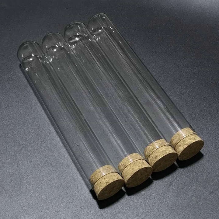 6 stks/partij 30x200mm Transparant Glas Ronde Bodem Reageerbuizen met kurk voor School/ laboratorium Glaswerk