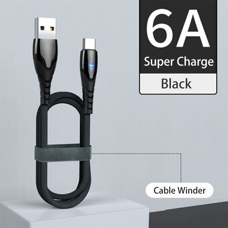 65W 6A Supervooc 2.0 Kabel Voor Oppo Reno 6 5Pro 5G 4 3 Vinden X3 X2 X F19 a74 Realme Snelle Opladen Kabel Usbc Carga Rapida 66W 50W: Black / 2m