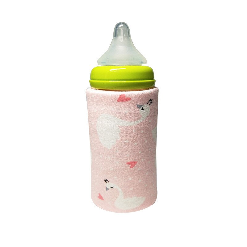 Portablet venta botella calentador viaje bebé niños dibujos animados leche Agua USB cubierta manga bolsa infantil película de calentamiento: Rojo