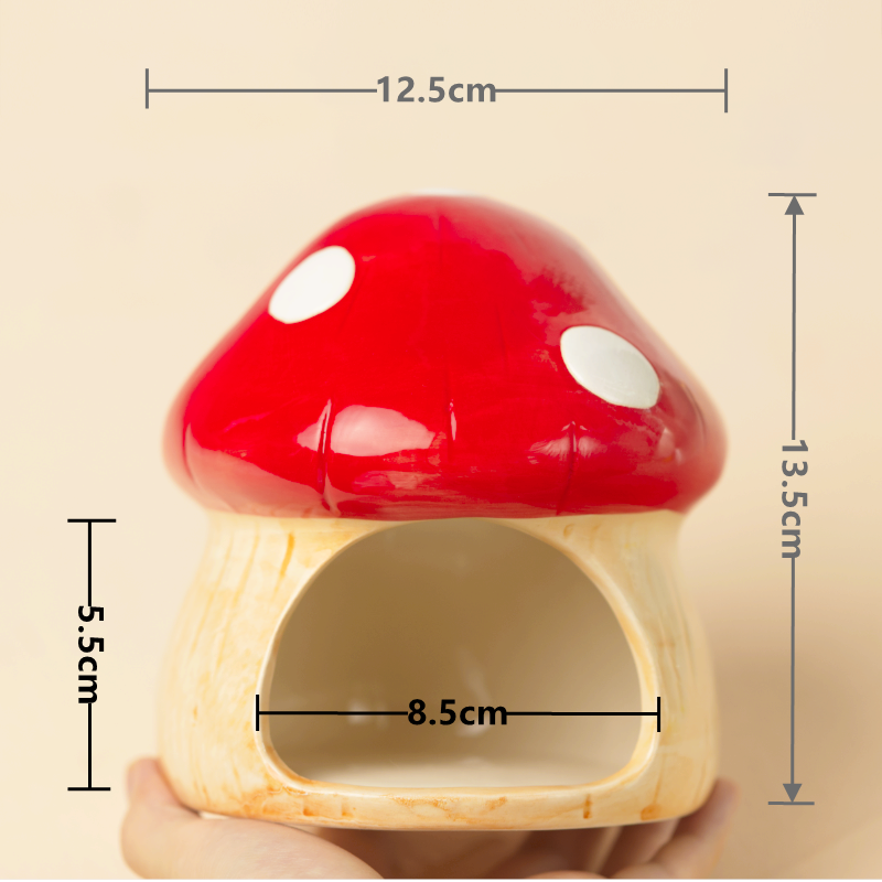 Casa de setas de cerámica para mascotas, artículos para mascotas, jaula para hámster, cuenco pequeño para mascotas, para conejo, hurón, rata, Chinchilla, erizo, productos para mascotas, 2023: Caqui oscuro