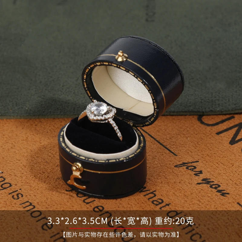 Caja pequeña para anillos de joyería para anillos de propuesta, ceremonia, bodas o ocasiones especiales, caja para anillos para mujeres y niñas con ranura única: Negro