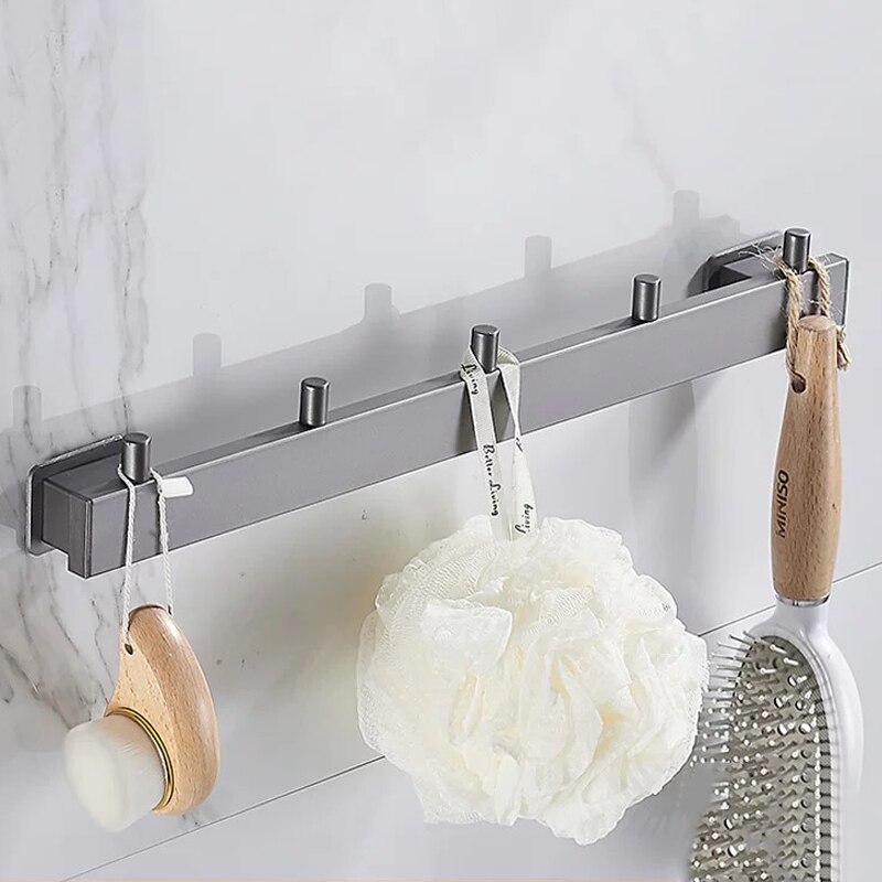 Gunmetal Grijs Badkamer Accessoire Set Ruimte Aluminium Metal Handdoekhouder Rack Bar Plank Papier Houder Tandenborstelhouder: robe hook
