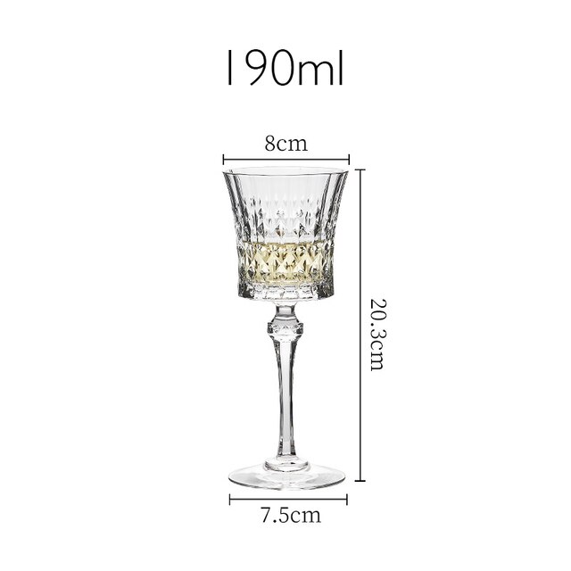 Copa de cristal tallada de estilo europeo, copas de vino de lujo con diamantes, para Bar, , hogar, Hotel: B-190ml