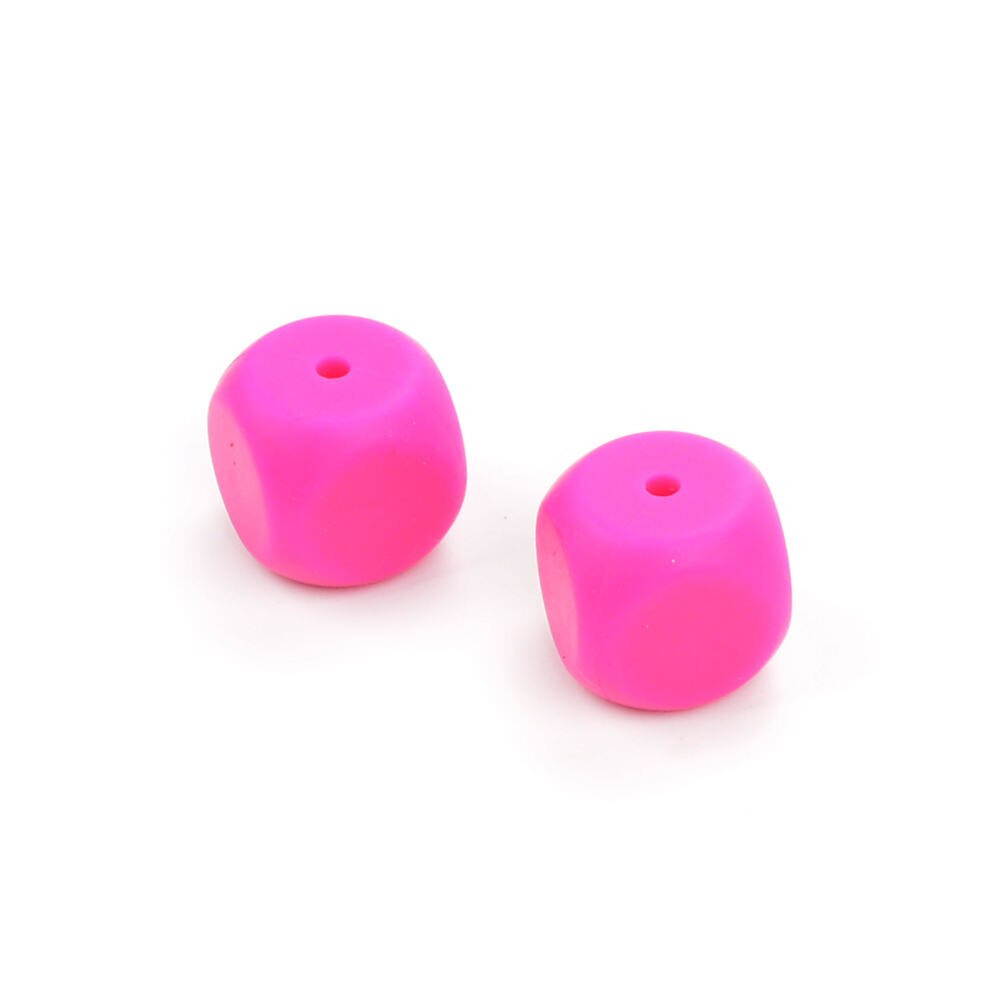 LOFCA-Cuentas sueltas de silicona para dentición de bebé, mordedor de silicón, joyería para masticar, collar sin BPA, 10 Uds.: violet red