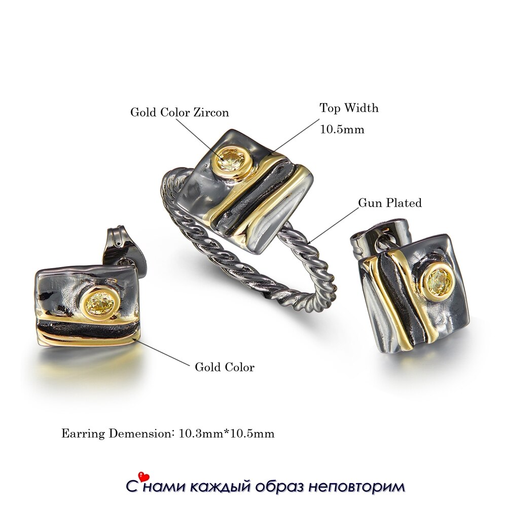 Dreamcarnival1989 chegam novas anel quadrado geométrico + brincos conjunto para as mulheres zircon quente escolher namoro festa meninas jóias we3961s2