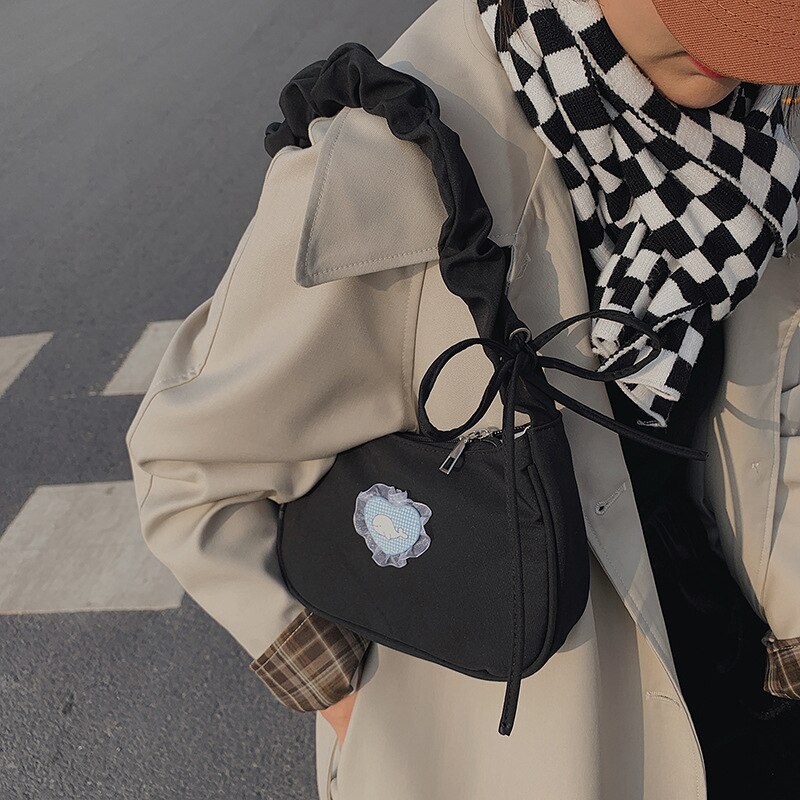 Bolso gótico de lona para las axilas, bolsa de hombro negra para Halloween, chica oscura, Punk, Retro, Unisex