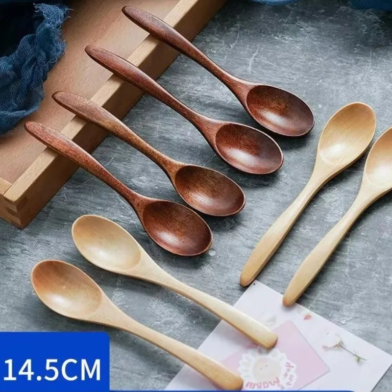 Cuillère en bois vaisselle en bois cuillère Anti-brûlure thé café cuillères à remuer cuisine ustensile de cuisine outil soupe cuillère à café Cucharas