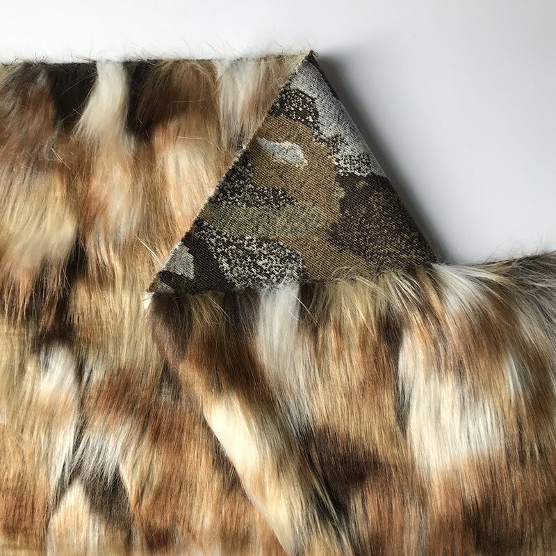 Faux Fur Bruin Koffie Vierkante Jacquard, Kleding Stiksels Met Flanel Stof