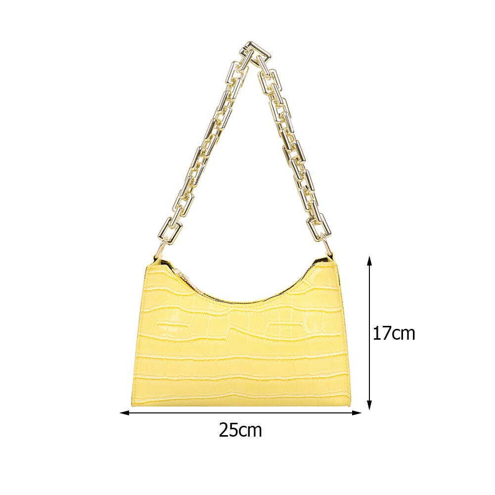 Alligator Pattern Small Shoulder Bags For Women Casual PU Leather Underarm Bags Female Thick Chain Handbags bolso mujer