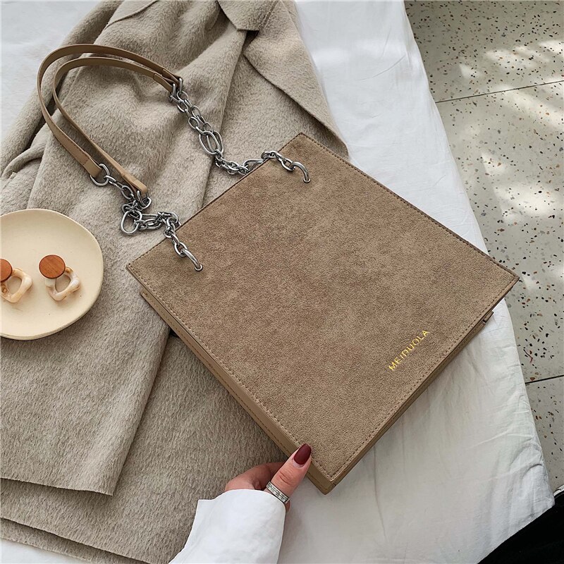 Vintage femme grand sac fourre-tout nouvelle en cuir mat femmes sac à main de créateur grande capacité chaîne sacs à bandoulière: Kaki
