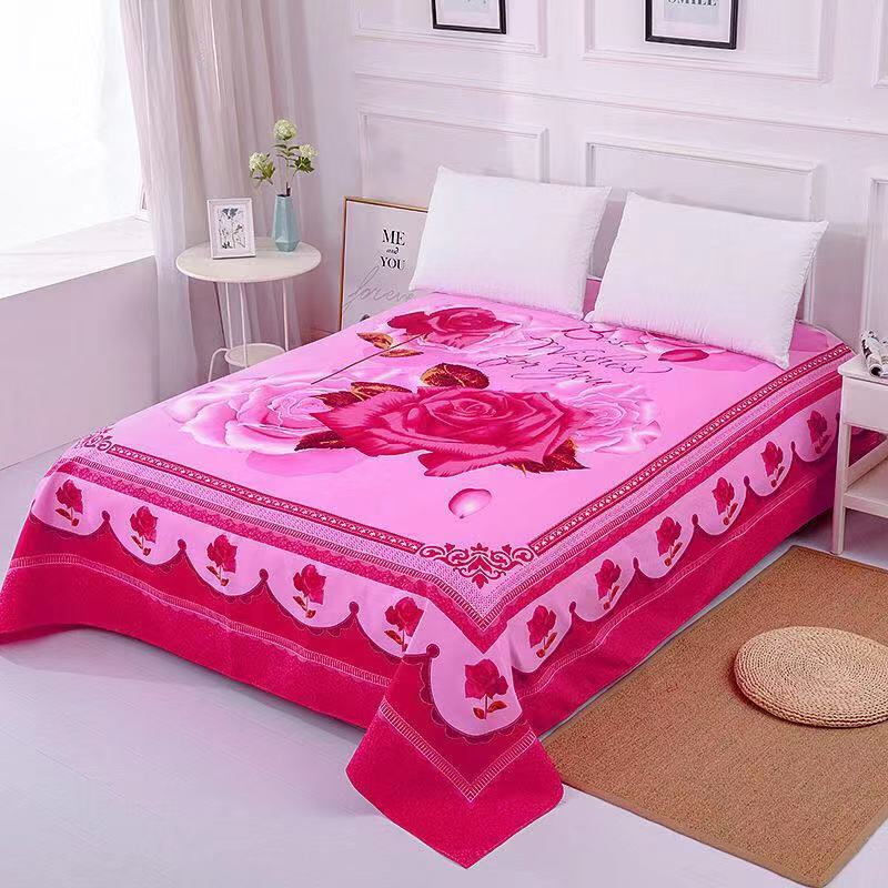 1pc fleur ponçage doux mariage drap de lit grande taille 245x245cm plat drap de lit épaissir double drap de lit pas de taie d'oreiller