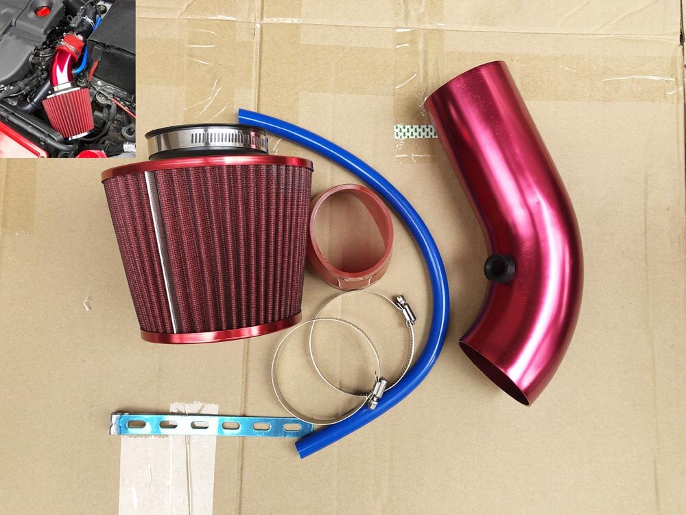 76mm 3" Universal Car Cold Air Intake Filter Aluminum Induction Hose Pipe Kit