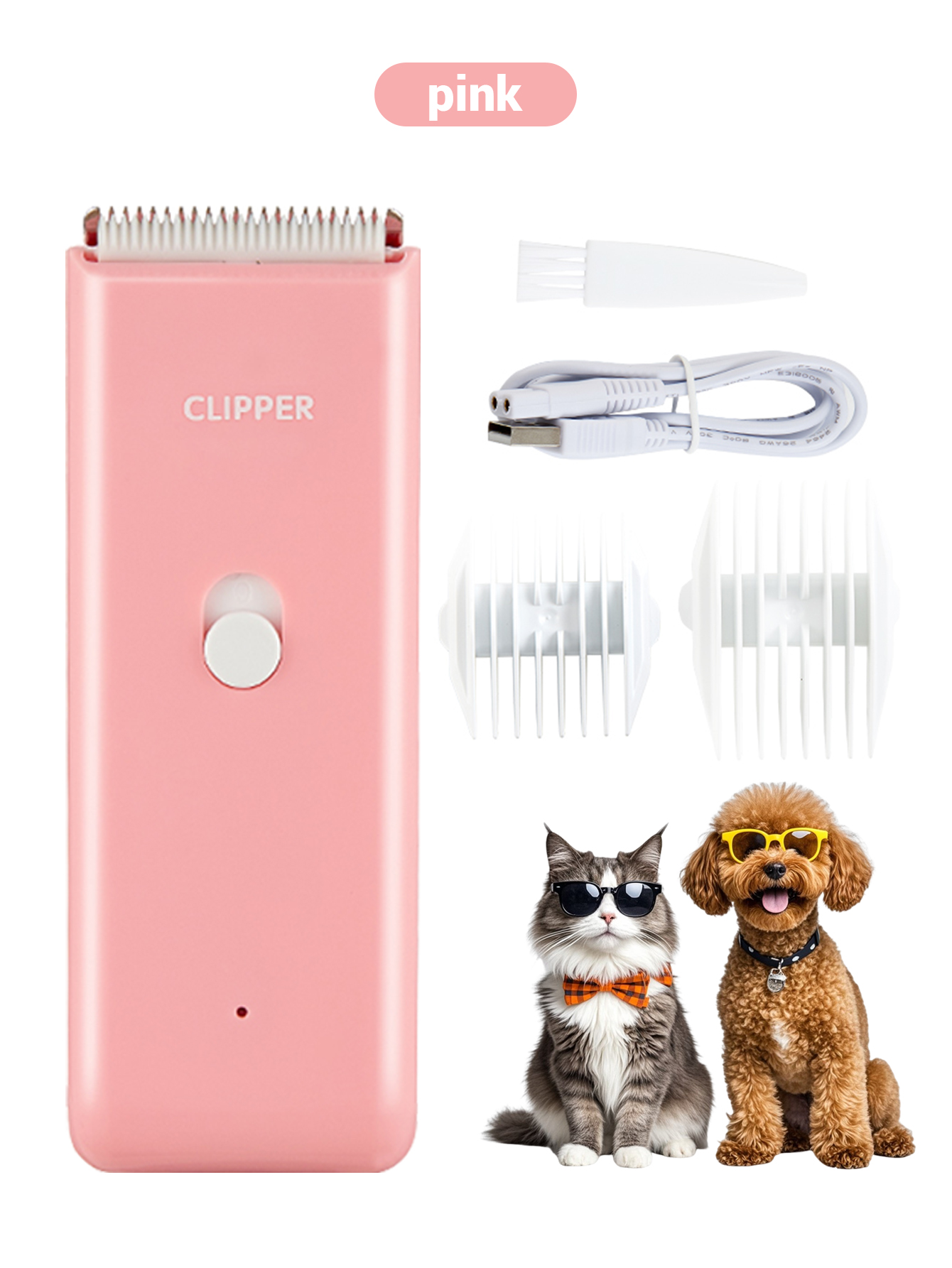 Cortadora de pelo para perros, cortadora de pelo eléctrica para mascotas, afeitadora de bajo ruido para perros y gatos, herramientas profesionales de aseo para mascotas recargables inalámbricas: Rojo