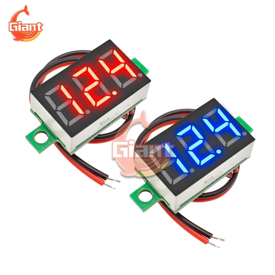 Mini Digital Voltmeter 0.36 inch Voltage Tester Meter 0.36&#39;&#39; DC 4-30V 3 Digit LED Display Adjustment Voltmeter Red Blue Panel