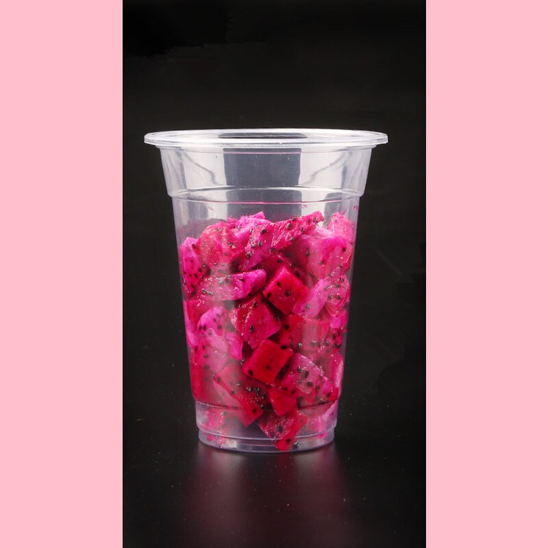 50pcs Thick transparent PP plastic cups disposable coffee cup milk tea juice beverage packaging cups with lids takeaway packages: Cup / 390ml