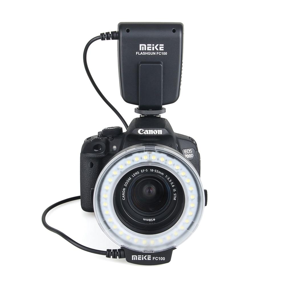 Meike  fc100 led makro ring blixt foto speedlite ljus för canon 5d mark ii nikon  d3200 d3100 dslr kamera